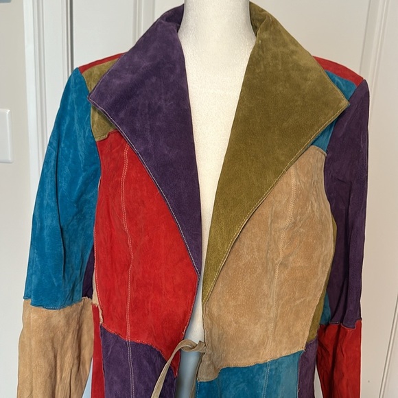 Adrienne Landau suede patchwork coat/long jacket. From the 1990s. - Picture 3 of 6